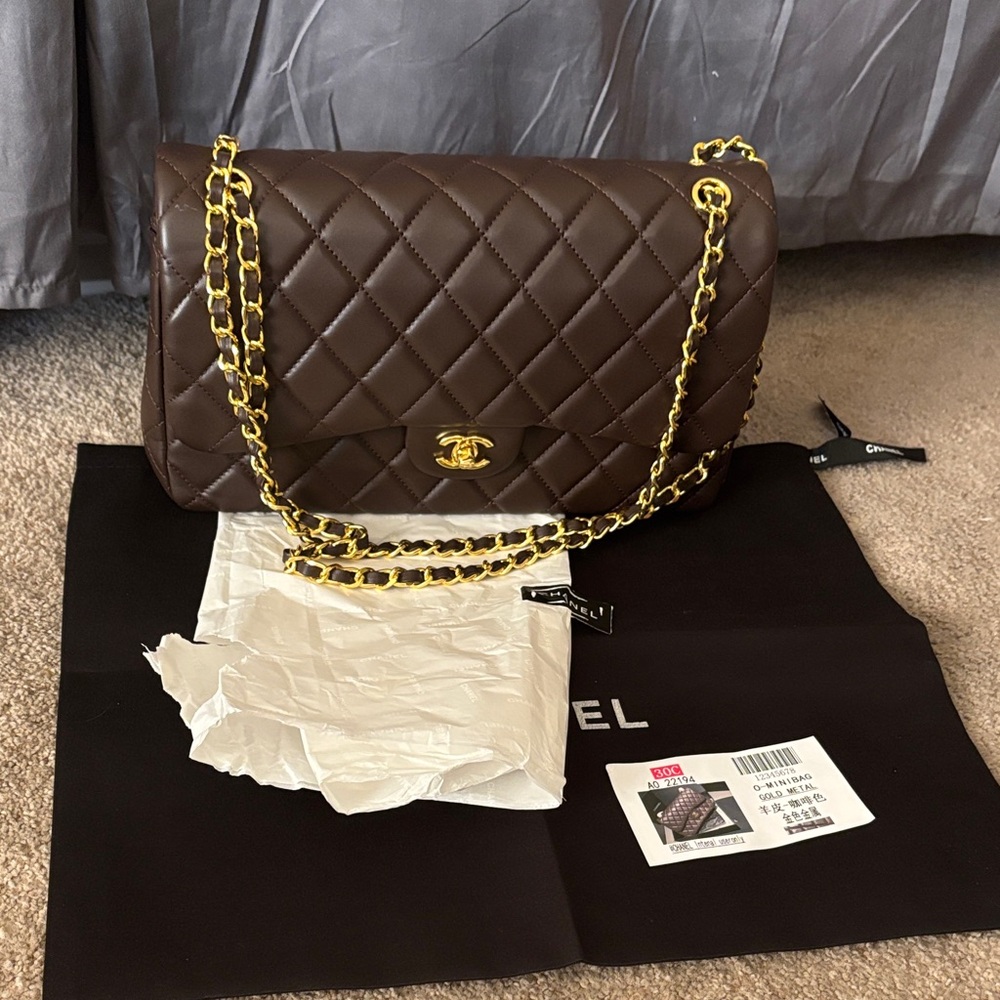 Lambskin leather  Brown Quilted  Bag